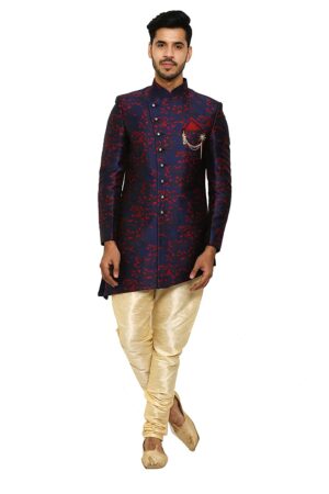 Royal Blue printer sherwani set