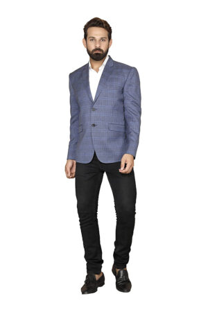 Grey with blue check blazer