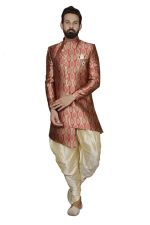 Maroon and Brown sherwani set